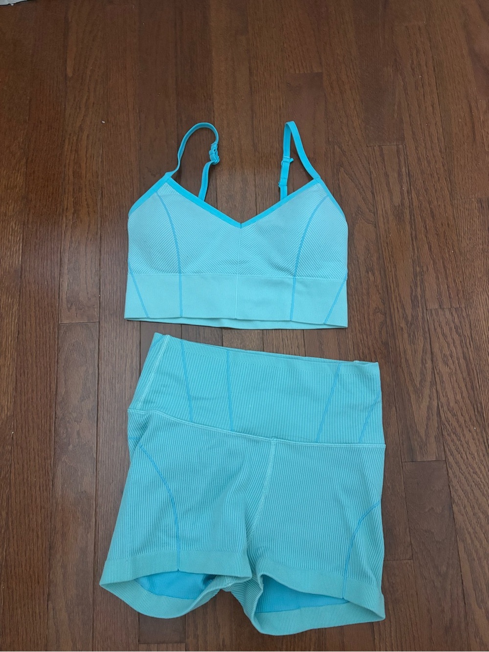aerie Light Aqua Seamless Bralette & High-Waist Shorts Set
